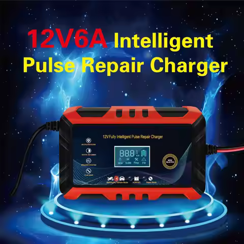 6A Full Automatic Car Battery Charger 12v Intelligent Rechargeable Battery 100Ah Motorcycle For Cars