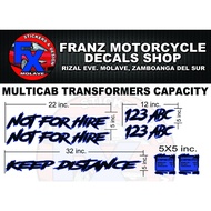 SUZUKI MULTICAB TRANSFORMER CAPACITY STICKER SET CUT STICKER 2 COLOR