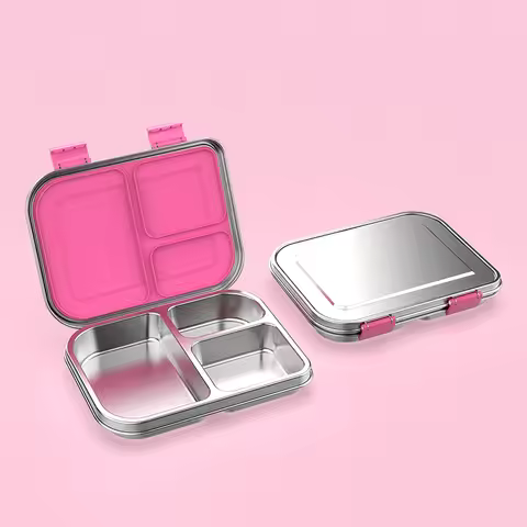 Stainless Steel Bento Box Kids, Kids Metal Bento Lunch Box BPA Free Lunch Containers 304 Stainless S