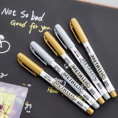 DIY Metalic Marker Pens 1.5MM Permanent Paint Metal Fabric Markers Pens Sharpie Gold Silver Craftwor