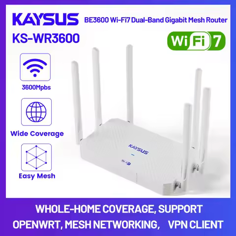 KAYSUS BE3600 WiFi7 Mesh Router Supports VPN High Speed 3600Mbps Gigabit Ethernet Port Suitable for
