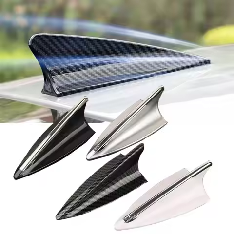 Adapter FM Signal Amplifier Roof Top Mount Aerial Antenna Cover Shark Fin Antenna Carbon Fiber Style