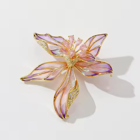 1Pc Romantic Iris Flower Brooch for Men Women Exquisite Flower Plant Pins Brooches Jewelry Trendy Ac