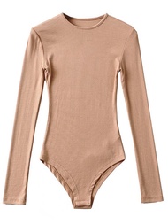 HalloweenXuân Thu Phụ nữ giản dị dài tay O-neck dệt kim bodysuit streetwear skinny thun jumpsuitschr