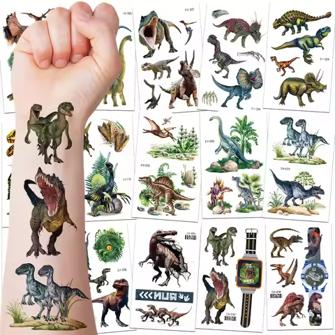 3D Colorful Tyrannosaurus Rex Temporary Tattoo Stickers, Realistic Dinosaur Egg, Tyrannosaurus Rex W