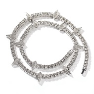 สร้อยคอแบบโซ่ Zircon สีดำพิฆาตฮิปฮอป โซ่คอชาย โซ่เทนนิส โซ่คอหญิง เรืองแสงในที่มืด อุปกรณ์เสริมแฟชั่