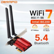 BE200 WiFi7 Adapter Bluetooth 5.4 PCIE Wireless Card BE200NGW 802.11BE PC/Desktop Antenne Set For In
