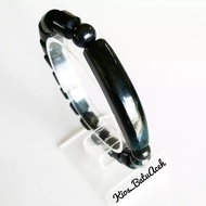 Gelang Batu Giok Hitam Black Jade Original Asli Aceh Tabung Plat Slim