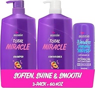 Aussie Total Miracle Hair Care Bundle: Shampoo, Conditioner, and 3 Minute Deep Treatment with Aprico
