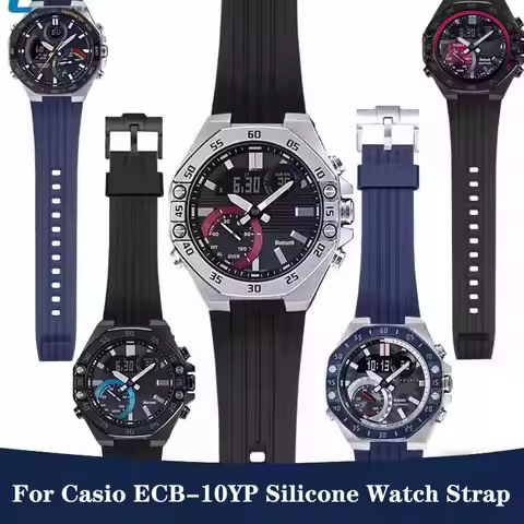ECB-10 Silicone Watch band For Casio Edifice Series ECB-10YP ECB-10AT ECB-950 Men's Strap Waterproof