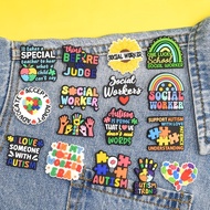 16Pcs Social Worker Appreciation Pins, Motivational Lapel Badge Set for Employee Appreciation, Cowor