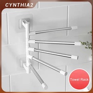 [Ready Stock] Towel Organizer 2-8-Bar Towel Hanger Bathroom Wall Mounted Bracket Rotatable Towel Rac