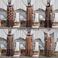 Gamis Batik Modern Kombinasi-Gamis Batik Katun-Gamis Batik Sogan Size M L XL