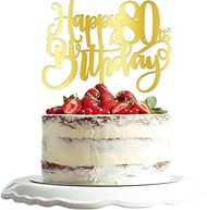 Dxsdgetue Happy 80th birthday Cake Topper Acrylic Gold 80th birthday party cake decorations hello 80