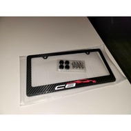 Corvette C8 Carbon Fiber License Plate Frame Stingray Black 100% Real Carbon