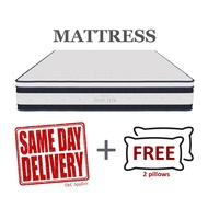 SAME DAY DELIVERY + 2 PILLOWS. Pocket Spring FIRM Mattress, Luxury Memory Foam, Single, Super Single, Queen, King