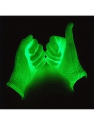 1對21cm螢光綠手套在uv霓虹手套發光,在黑光uv燈主題派對上發光,適用於生日裝飾用品