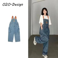 QIAOQIAO No Brand ins All-Match Japanese Style Popular Temperament Couple Splash Ink Denim Overalls 