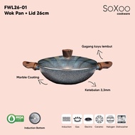 Soxoo Cookware Wok Pan Lid Marble 26 CM FWL26-01 Wok Glass Lid
