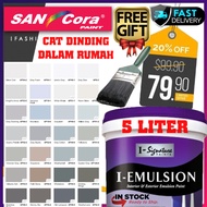 5 LITER SANCORA I-EMULSION  INTERIOR AND EXTERIOR WALL PAINT CAT DINDING DAN LUAR RUMAH (  SMART  GREYS )