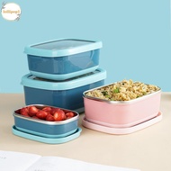 LOLLIPOP1 Fresh-Keeping Box, Visible Lid Rectangular Stainless Steel Lunchbox, Multifunctional 820ml