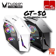 Invasion GT-50 Micro-ATX Mini-Tower Gaming Case with ARGB Fan - Grey/White