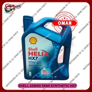 (MADE IN OMAN) 100% ORIGINAL SHELL 10W40 HELIX HX7 SEMI SYNTHETIC ENGINE OIL 10W-40 MINYAK HITAM PRO