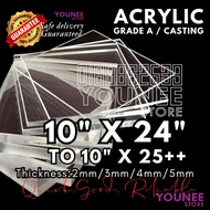 10x 24 inches to 25++ inches acrylic sheet with 2mm, 3mm 4mm and 5mm / transparent akrilik