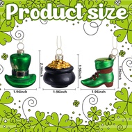 9 PCS St.Patrick's Day Glass Ornaments-Irish Tree Glass Blown Ornaments-St.Patrick Glass Green Top H
