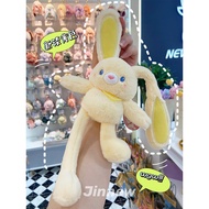 B. b. Jinnew Cheese Yellow Pull Ear Rabbit Keychain Kid Plush Toy Doll Doll School Backpack Pendant 