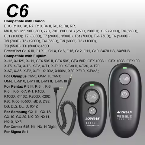 Wireless Camera Shutter Release Remote Control For Canon EOS R10, R7, R6, R, Ra, RP, M6 II, M6, M5, 