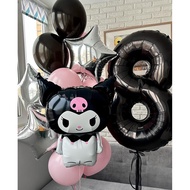 15pcs/set Big Melody Kuromi Foil Balloon 40inch Black Number Balls for Girls BirthdayParty Decor Air