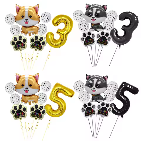 Corgi Husky Helium Balloon Pet Dog Balloon Pet Paw Bone Balloon puppy dog Birthday Party Decoration 