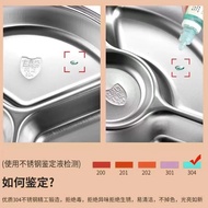 304 Round Stainless Steel Kindergarten Food Plate Compartment Three Compartments Fast Food Plate Chi