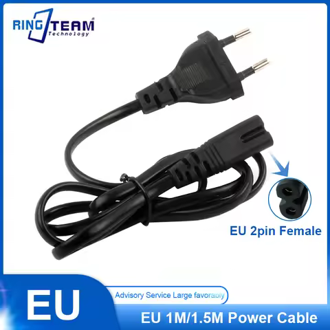 EU Power Cable 2pin IEC320 C7 US Power Extension Cord For Dell Laptop Canon Epson Printer Radio Spea