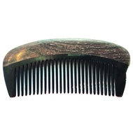 566 | Tan Mujiang Buffalo Horn With Natural Wood Handle Comb