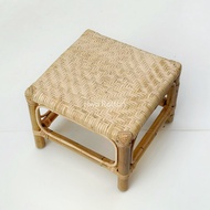 Rattan manau heavy duty woven low stool kerusi rendah kecil ayaman rotan empat segi bangku letak kak