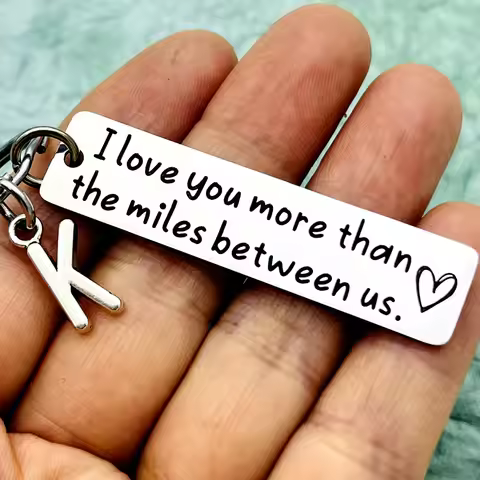 Couple Keychain Long Distance Relationship Gift for Boyfriend Girlfriend I Love You More Than The Mi