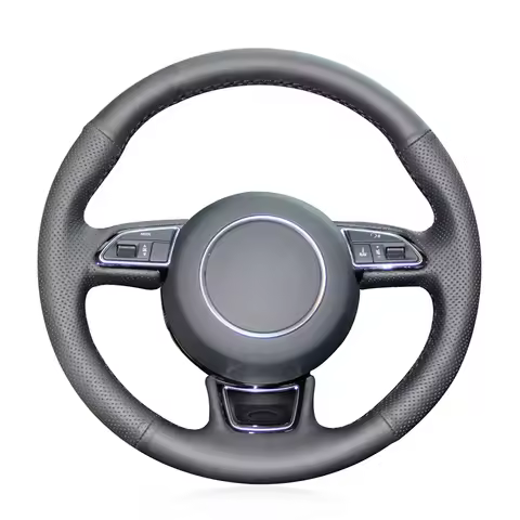 Hand-stitched Black Leather Car Steering Wheel Cover for Audi A1 8X A3 8V Sportback A4 B8 Avant A5 8