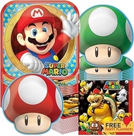 Amscan Super Mario Brothers Party Dinnerware for 16 Guests - Birthday Parties Paper Disposable Set - 16 Dinner &amp; 16 Dessert Plates, 16 Luncheon Napkins (6.5") - Kid Boys Gaming Decorations Supplies
