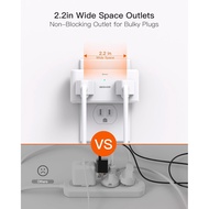 BESHON [2 Pack]Multi Plug Outlet Splitter, 4 AC Outlet Extender with 3 USB Wall Charger (2 USB C), 3
