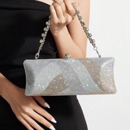 Long Form Glitter Bling,Shiny Glamorous,Elegant,Exquisite Rhinestone Decor Box Bag Glamorous Handbag