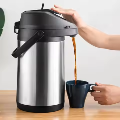 Stainless Steel Airpot Coffee Pot Press-type Insulated Thermos Kettle Large Capacity Double Layer Wa