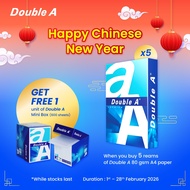 Kertas A4 Double A 80gsm (1 kotak/5 rim) - Percuma 1xDoubleA Mini Box