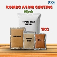 [KOMBO] AYAM GUNTING HOMEMADE 1KG (Tepung 1Kg + Serbuk perapan 50g + Peppersalt 50g+Cili 50g)