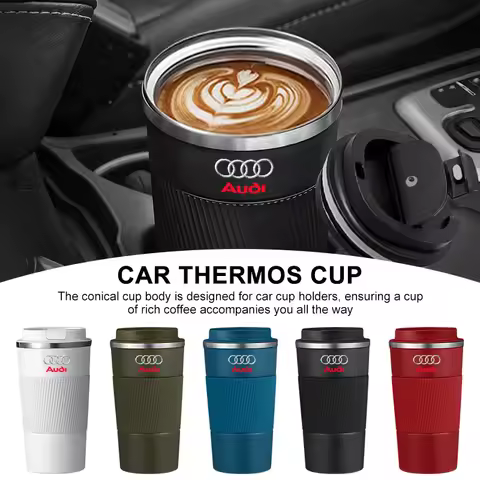Car Stainless Steel 304 Coffee Thermos Mug Leak-Proof Non-Slip sticker For Audi A1 A3 A4 A5 A6 A7 A8