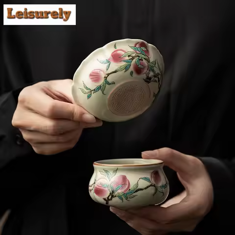 Antique Ru Kiln Filter Tea Separator Infusor Holder Vintage Nine Peach Tea Strainer Tea Making Tea F