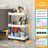 Multi-Layer Slim Storage Rack Trolley / Bedroom Kitchen Bathroom Wheels Portable Organizer Rack / Ra