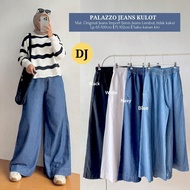 NO CANCEL• Palazzo Jeans Kulot by DJ• Simple Soft Jeans Trousers