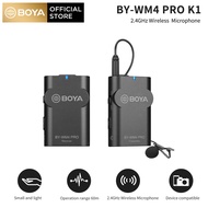 BOYA BY-WM4 Pro K1-K6 Professional ตัวเก็บประจุไฟฟ้าไร้สายไมโครโฟนระบบไมโครโฟนหนีบปกเสื้อไมค์สัมภาษณ